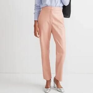J. Crew Kate Blush Pink Faux Leather Straight Leg High Rise Chic Ankle Pants